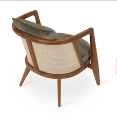 Acacia solid wood with bamboo cane half round sofa