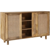 Wooden storage cabinet with bamboo cane work 003.