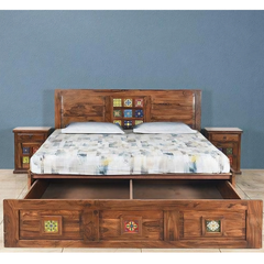 Gujarati design king and queen size storage double bed