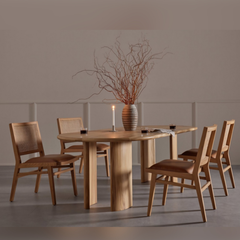 Acacia solid wooden rattan chair 2.