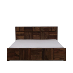 Sheesham solid wood trolley storage double bed 01.