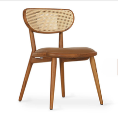 Afghani chair rear angle view highlighting cane backrest and solid wood legs