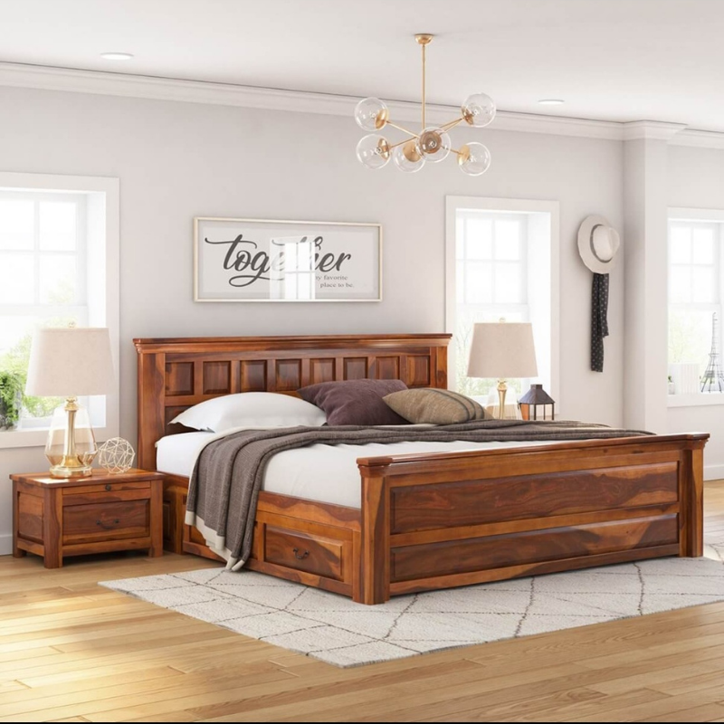 Selog design trolley storage double bed in modern bedroom interior