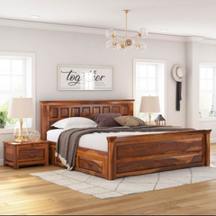 Selog design trolley storage double bed in modern bedroom interior