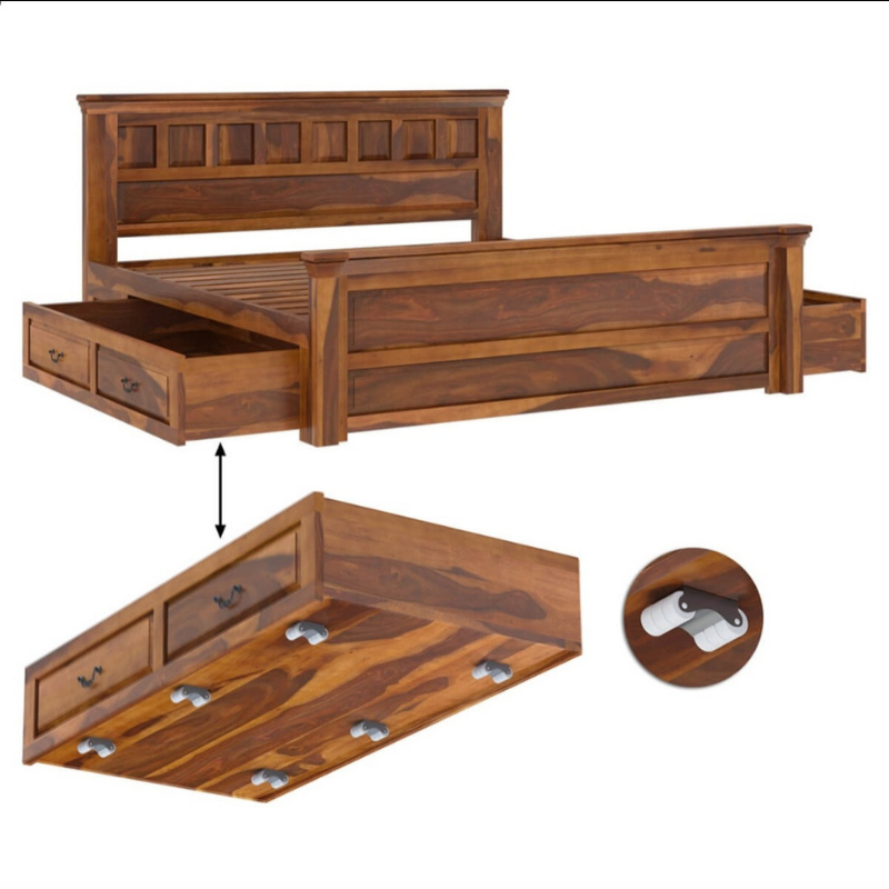 Selog design trolley storage double bed with open side storage drawers