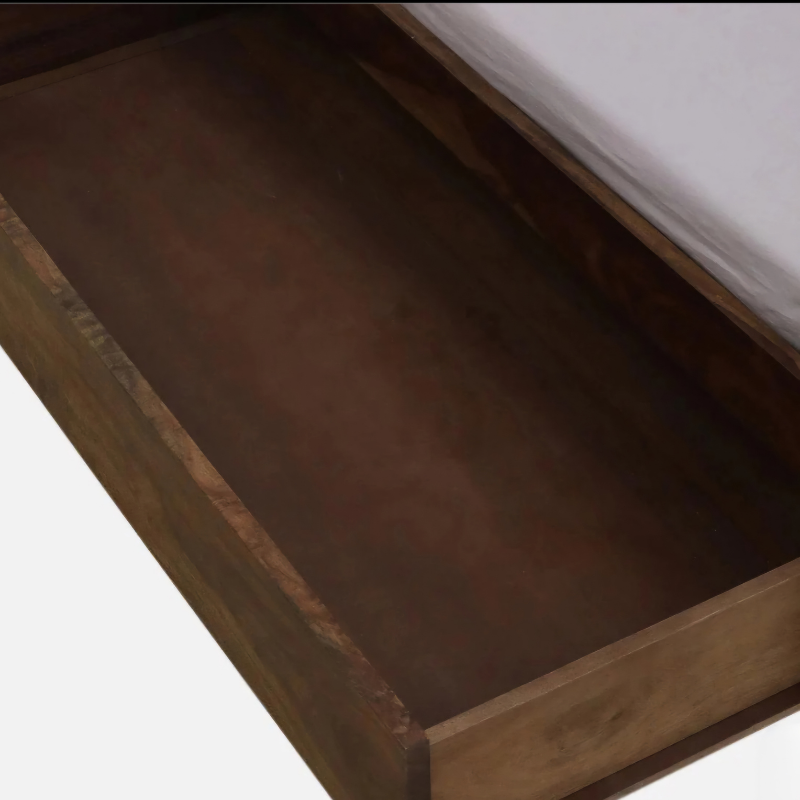 Big Blokes design storage bed in sheesham wood with pull-out drawers