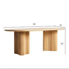 Mango Wood Groove Design Dining Table by Sunrise Furniture, solid mango wood with groove design, spacious dining table suitable for home dining area
