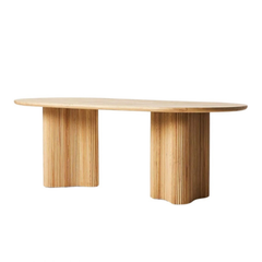 Mango Wood Groove Design Dining Table by Sunrise Furniture, natural finish solid mango wood with groove detailing, modern stylish dining table for home interiors