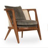 Acacia solid wood with bamboo cane half round sofa