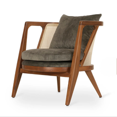 Acacia solid wood with bamboo cane half round sofa