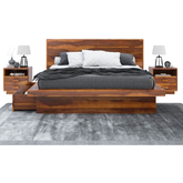 Platform sheesham solid wooden storage trolley bed