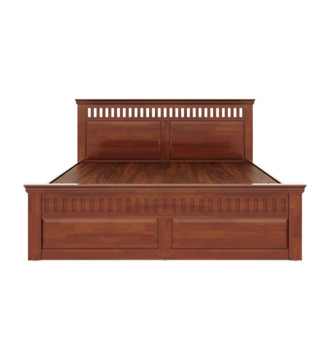 English Panel Design double bed with hydraulic storage front view
