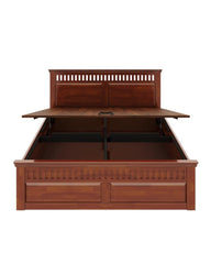 English Panel Design double bed with hydraulic storage open box storage view