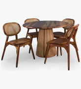 WOODEN FOUR SEATER BAMBOO CANE DINING SET009.
