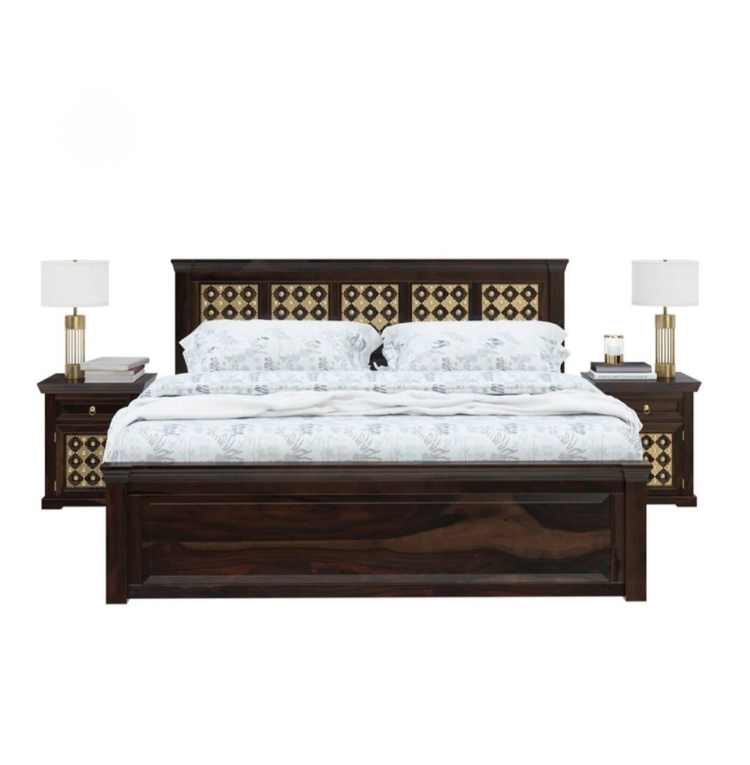 Rajwadha look trolley storage bed front view with storage drawers
