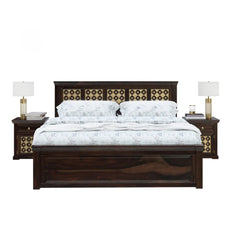 Rajwadha look trolley storage bed front view with storage drawers