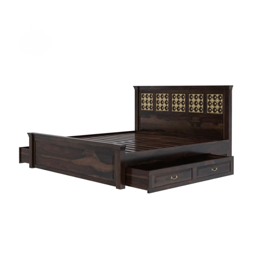 Rajwadha look trolley storage bed with open side trolley drawers