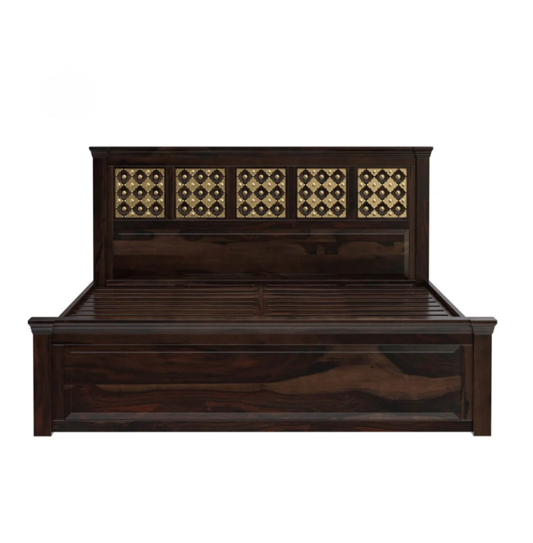 Rajwadha look trolley storage bed with double side storage drawers