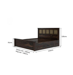 Rajwadha look trolley storage bed side view with trolley drawers