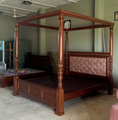 Acacia solid wood four poster double bed01