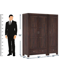 Sheesham solid wood three door wardrobe