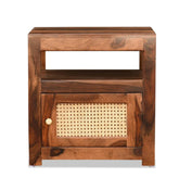 Sheesham solid wood and rattan bedside table09