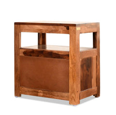 Sheesham solid wood and rattan bedside table09