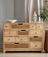 Rustic finish ratten chest of drawer