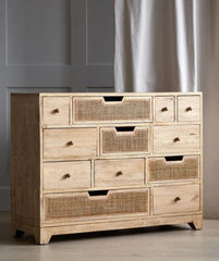 Rustic finish ratten chest of drawer