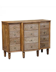 Mango wood carving chest of drawer