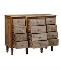 Mango wood carving chest of drawer