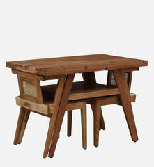 Compact two seater dining table and chairs made of acacia wood and bamboo cane backrest – Sunrise Furniture