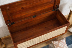 Acacia wood with bamboo cane pillow box