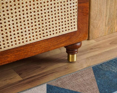 Acacia wood with bamboo cane pillow box