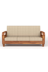 Crave Armrest 3 seater sofa by Sunrise Furniture in Sheesham wood with premium cushioned seating front view