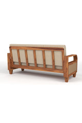 Crave Armrest 3 seater sofa back view highlighting wooden slatted back design in Sheesham wood
