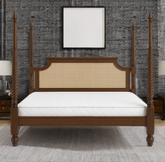 Sheesham solid wood with ratten four poster double bed04.