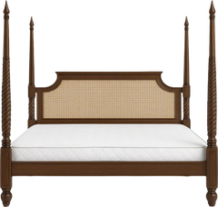 Sheesham solid wood with ratten four poster double bed04.