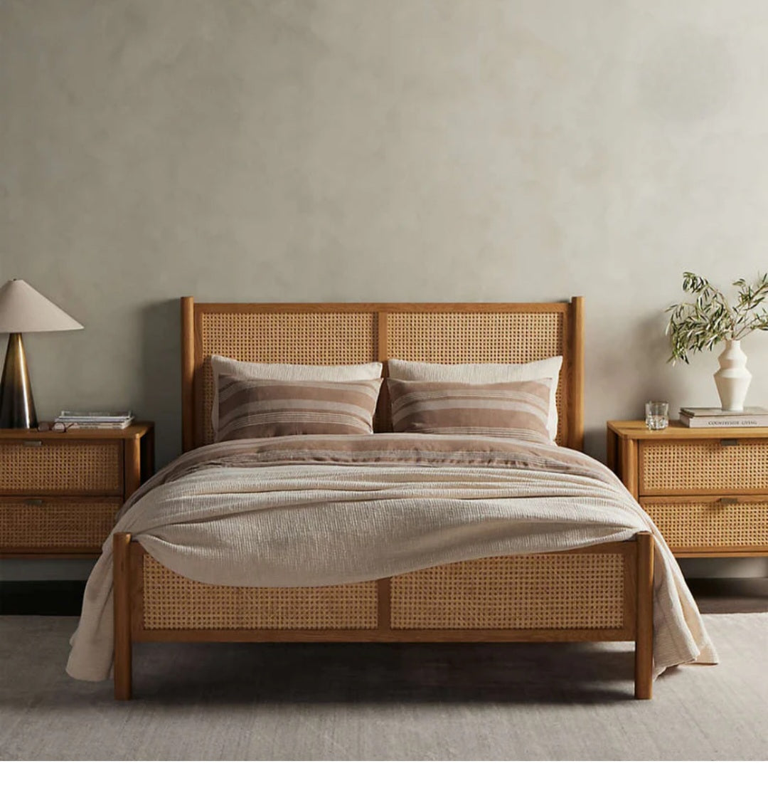 SILTOG MANGO WOOD RATTEN DOUBLE BED