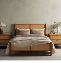 SILTOG MANGO WOOD RATTEN DOUBLE BED