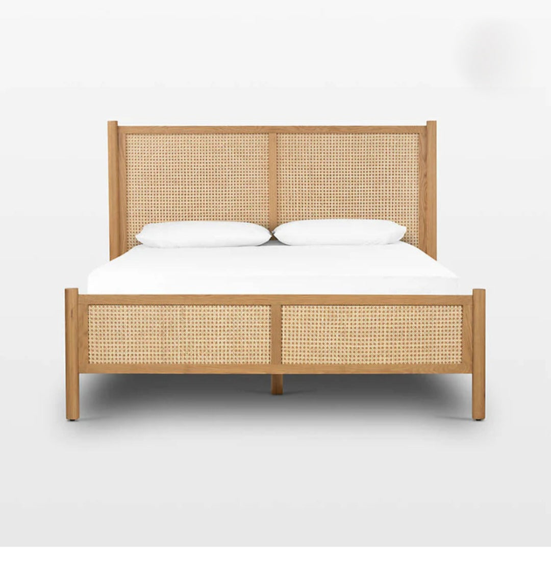 SILTOG MANGO WOOD RATTEN DOUBLE BED
