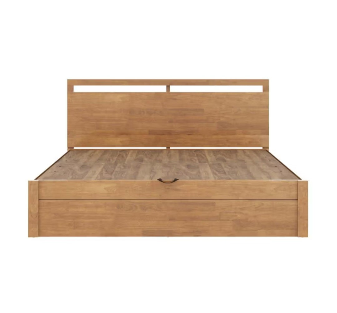 Mango wood hydraulic storage double bed