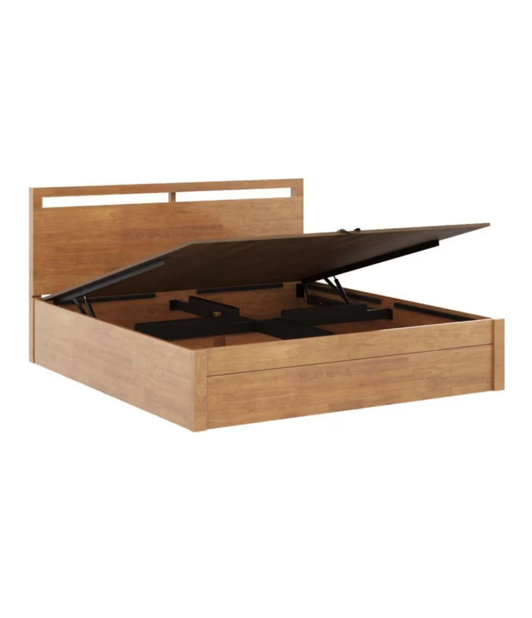 Mango wood hydraulic storage double bed