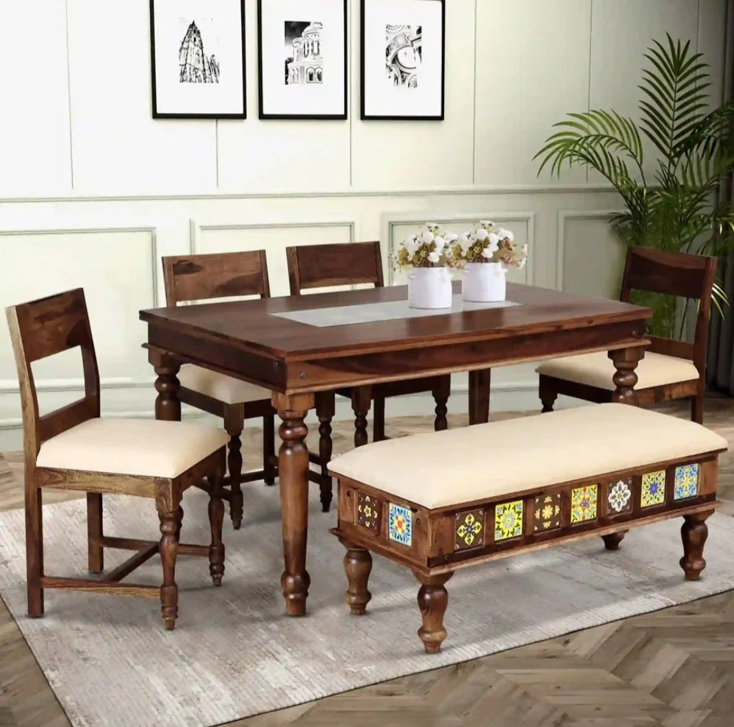 Sheesham wood six seater dining set 0011