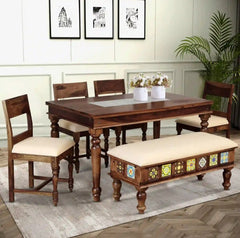 Sheesham wood six seater dining set 0011