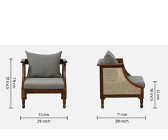 Sheesham solid wood ratten sofa set