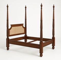 Sheesham solid wood with ratten four poster double bed04.