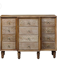 Mango wood carving chest of drawer