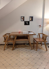 Two Seater Dining Set with acacia solid wood table and chairs, bamboo cane backrest – Sunrise Furniture