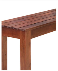 3 seater wooden bench for living room front view with clean wooden finish